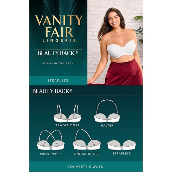 Vanity Fair‎ Beauty Back Strapless Contour Bra 36DDD Midnight Black Style 74380 - Picture 6 of 7